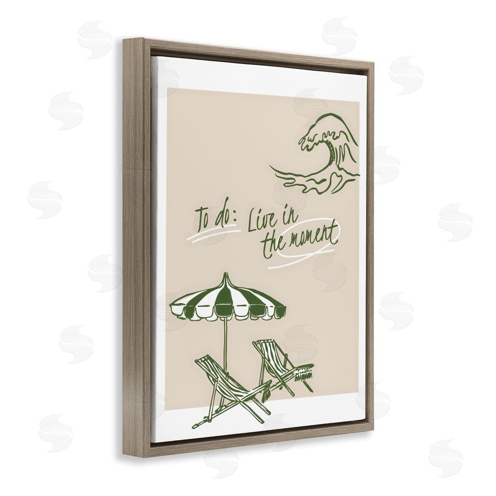 The Prints Vibe To Do: Live In The Moment Brown Floating Framed Canvas Wall Art Print