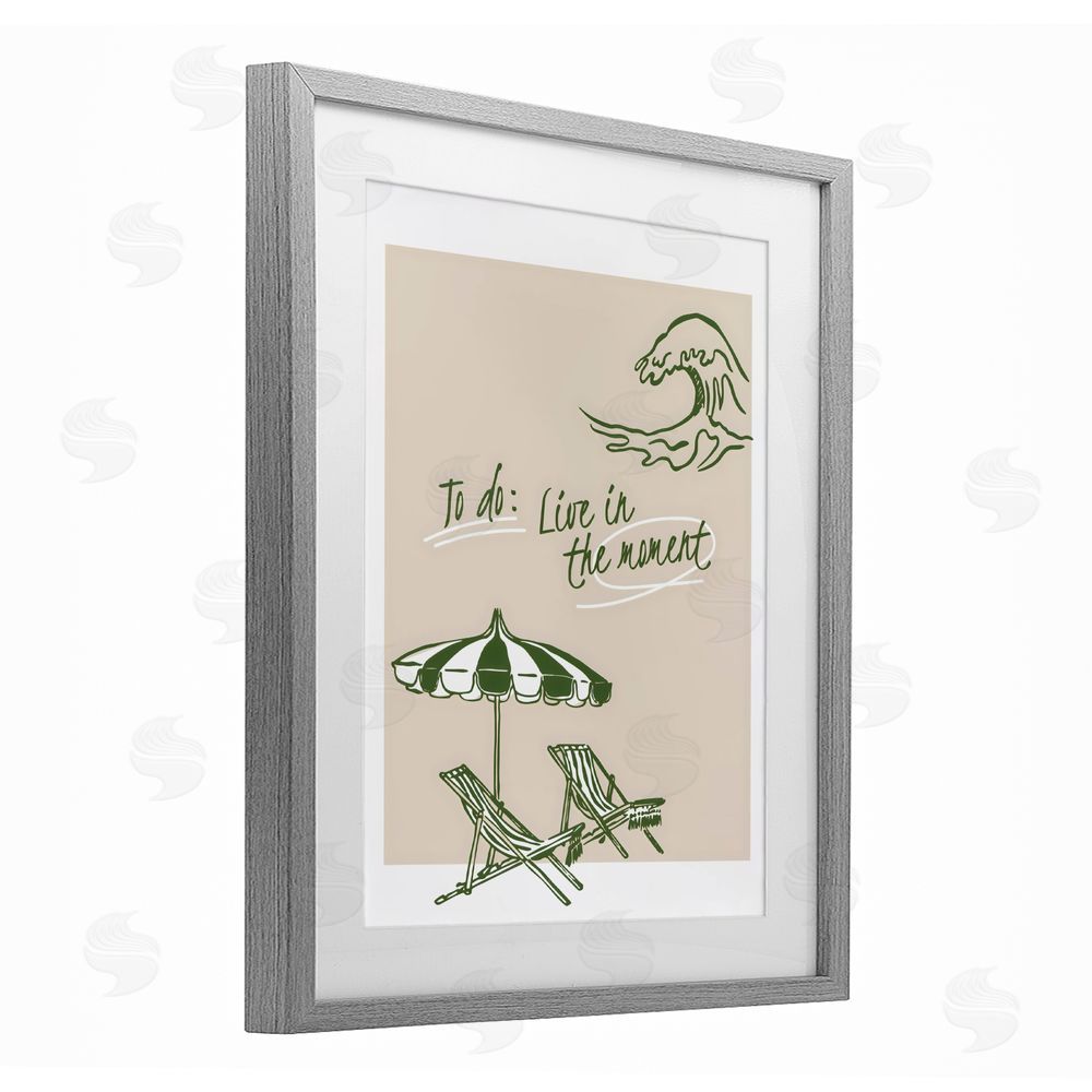 The Prints Vibe To Do: Live In The Moment Gray Framed Print Under Glass with White Mat Wall Art