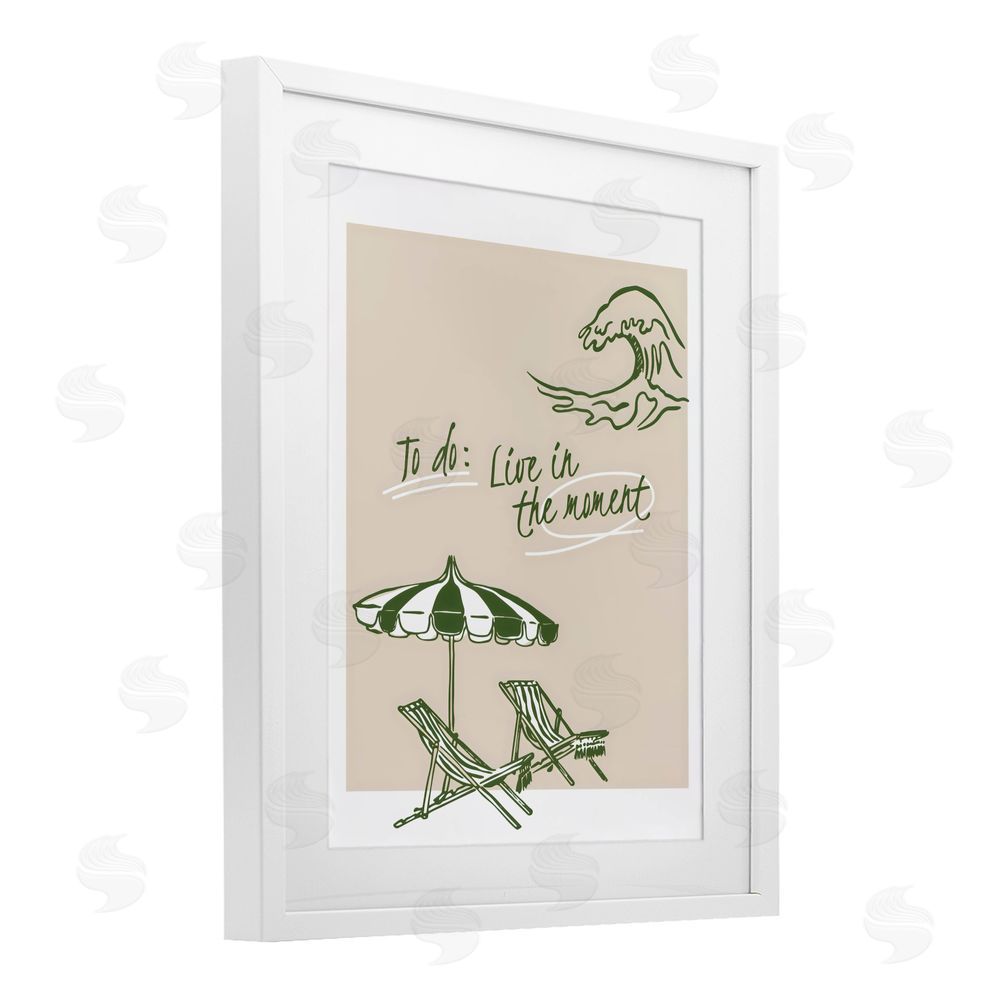 The Prints Vibe To Do: Live In The Moment White Framed Print Under Glass with White Mat Wall Art