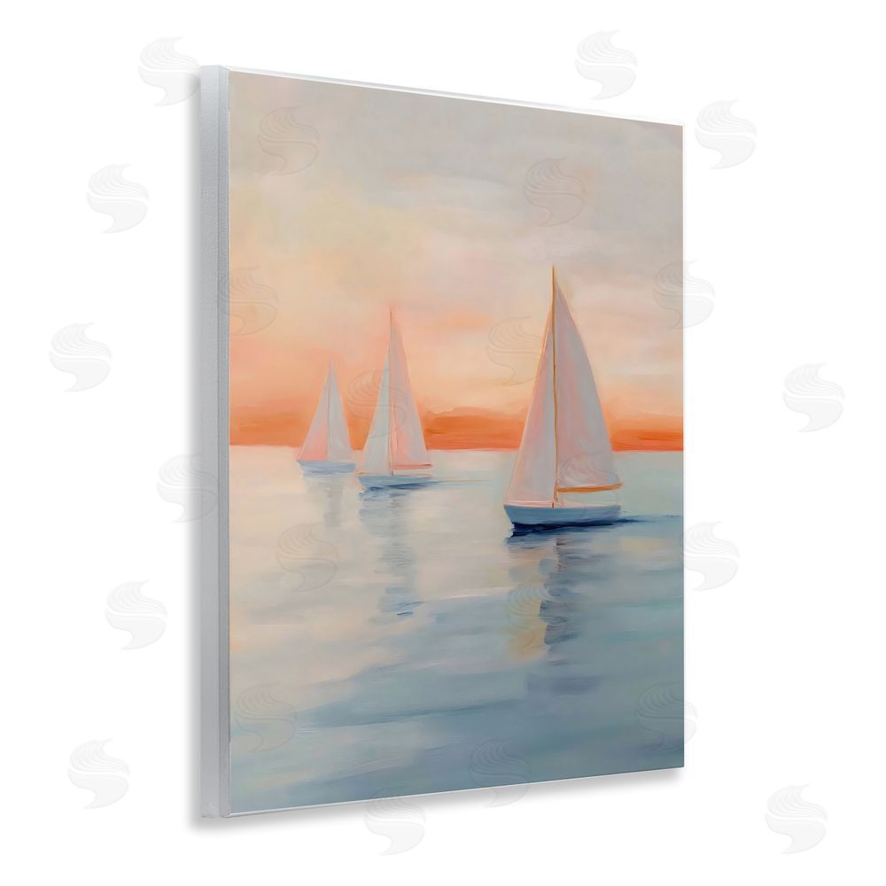 Creative Studio Sunset Sailboats Over Calm Sea Wall Plaque Printed Art