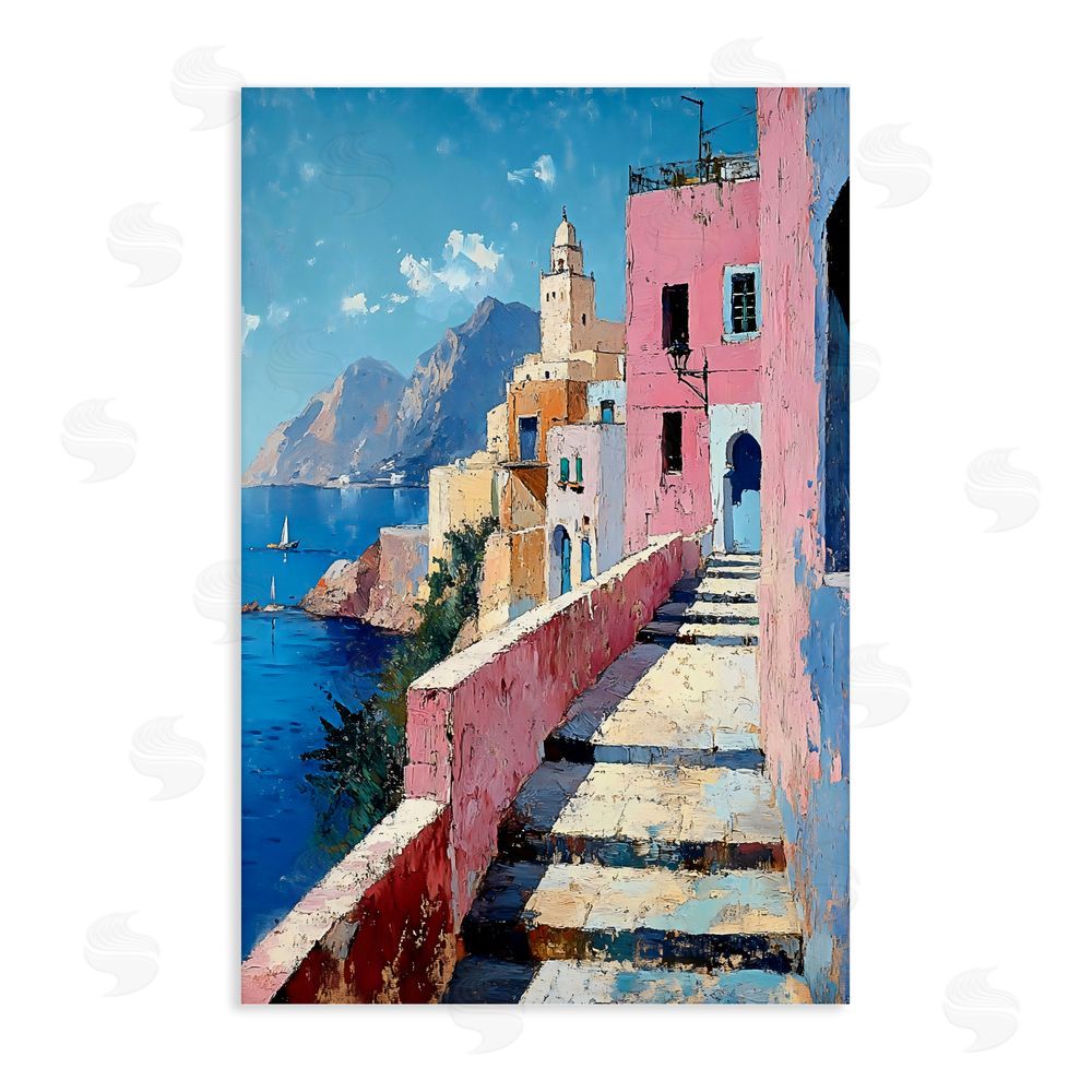 Creative Studio Coastal Village's Sunlit Pathway Stretched Canvas Wall Art
