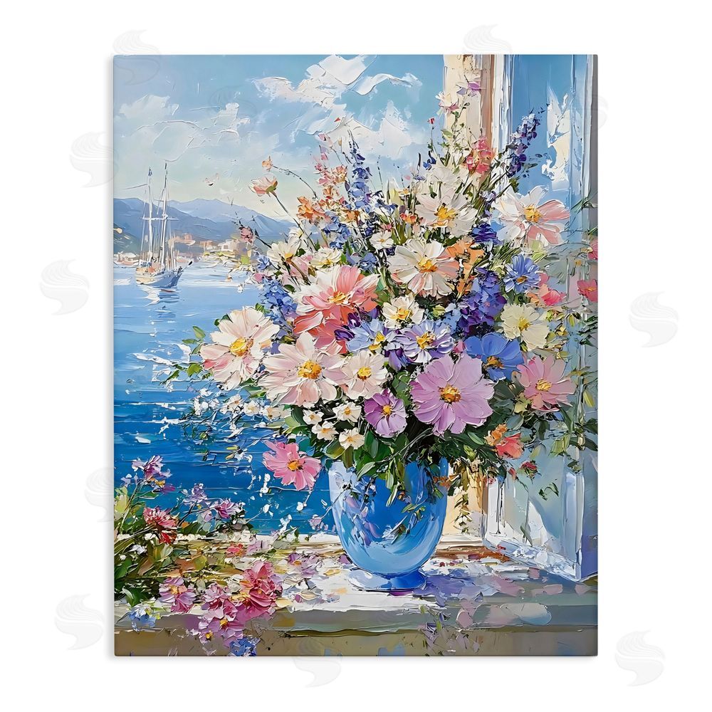 Creative Studio Beautiful Bouquet on Ledge Stretched Canvas Wall Art Print
