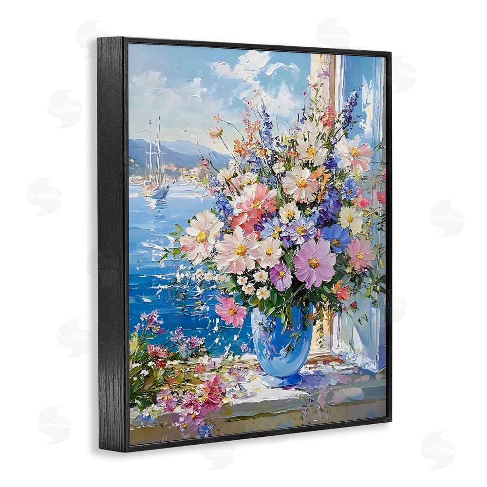 Creative Studio Beautiful Bouquet on Ledge Black Framed Giclee Wall Art Print