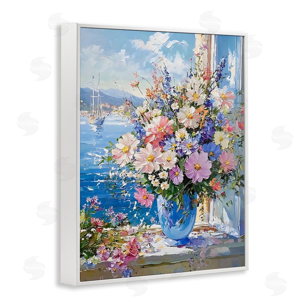 Creative Studio Beautiful Bouquet on Ledge White Framed Giclee Wall Art Print