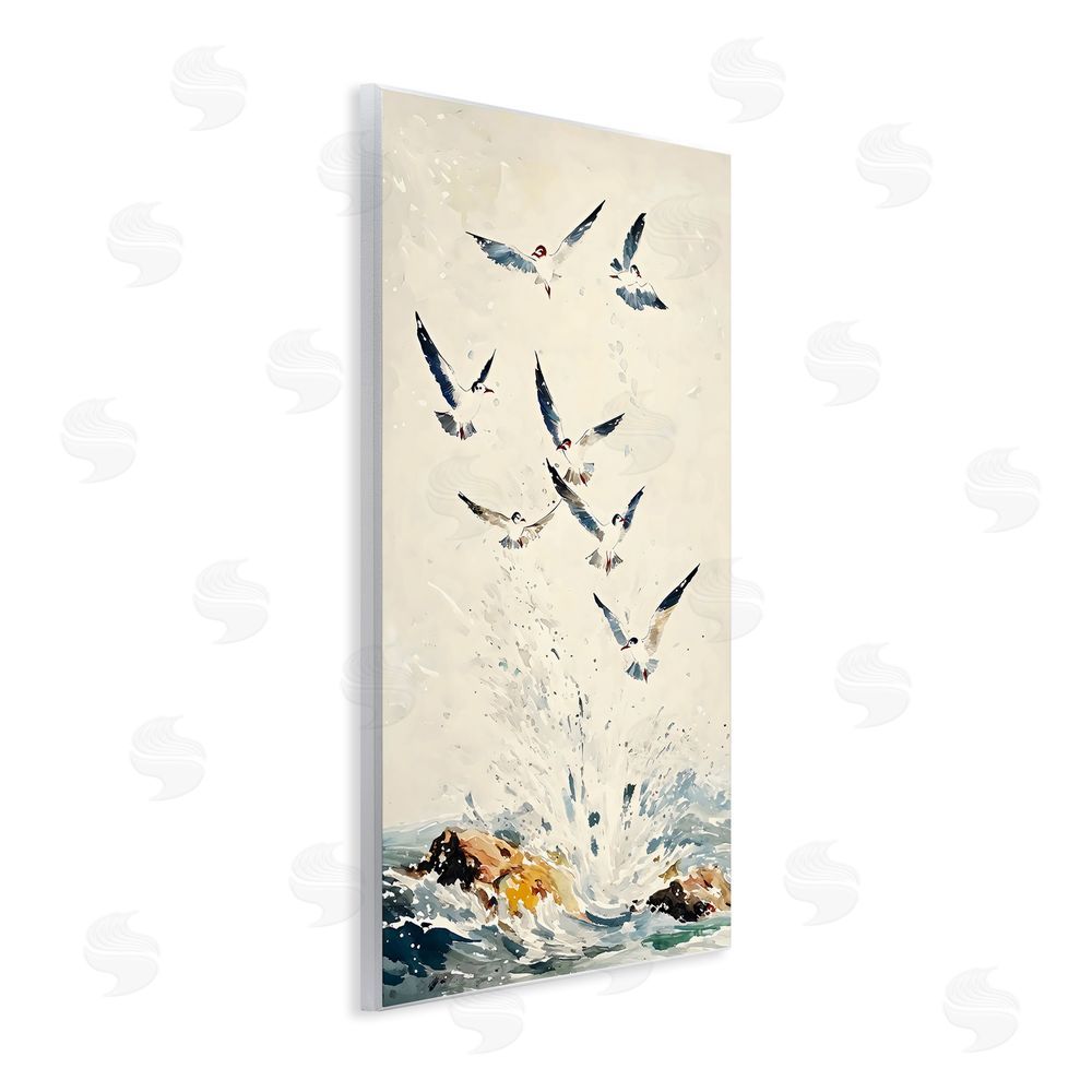 Creative Studio Waves of Seagulls over Rocks Wall Plaque Printed Art