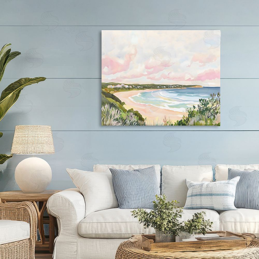 The Prints Vibe Serene Sunset Beach Panorama Stretched Canvas on Wall