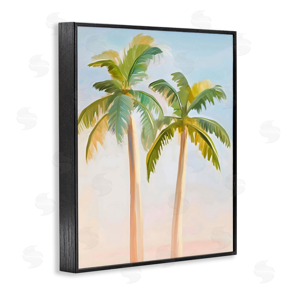 The Prints Vibe Tropical Palm Twins at Sunrise Black Framed Giclee Wall Art Print
