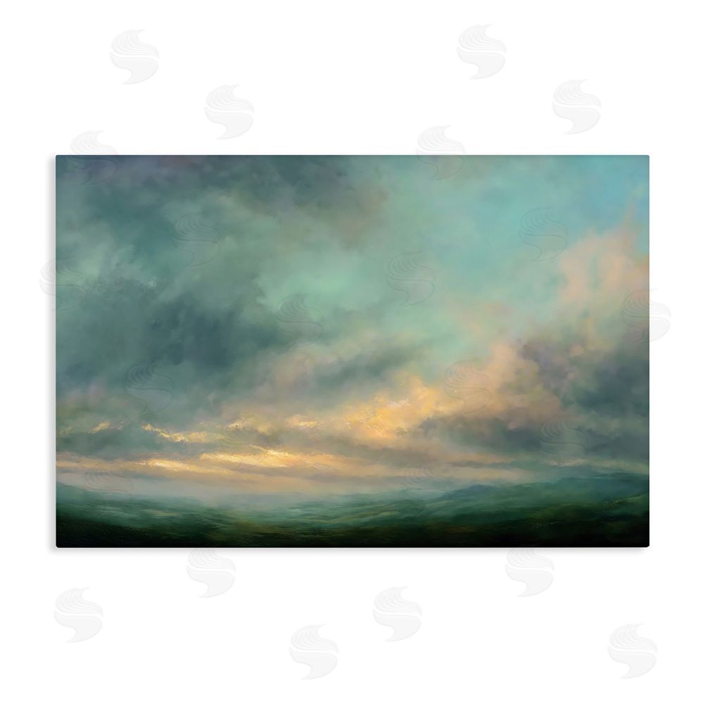 Petal Prints Design Blue Toned Golden Hour Stretched Canvas Wall Art Print