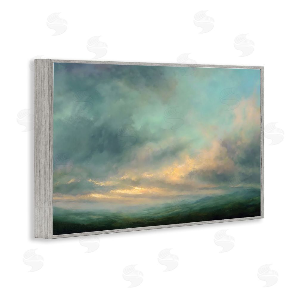Petal Prints Design Blue Toned Golden Hour Gray Framed Giclee Wall Art Print