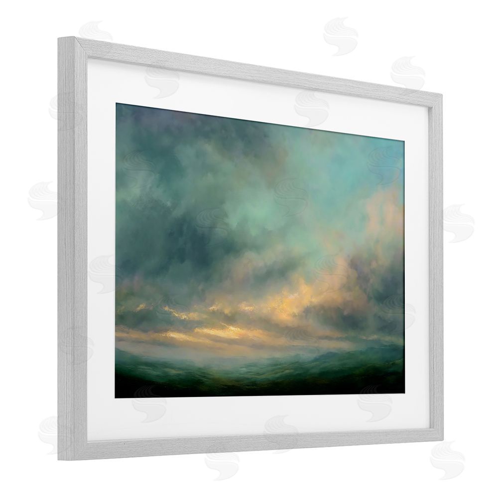Petal Prints Design Blue Toned Golden Hour Gray Framed Print Under Glass with Matting Wall Art
