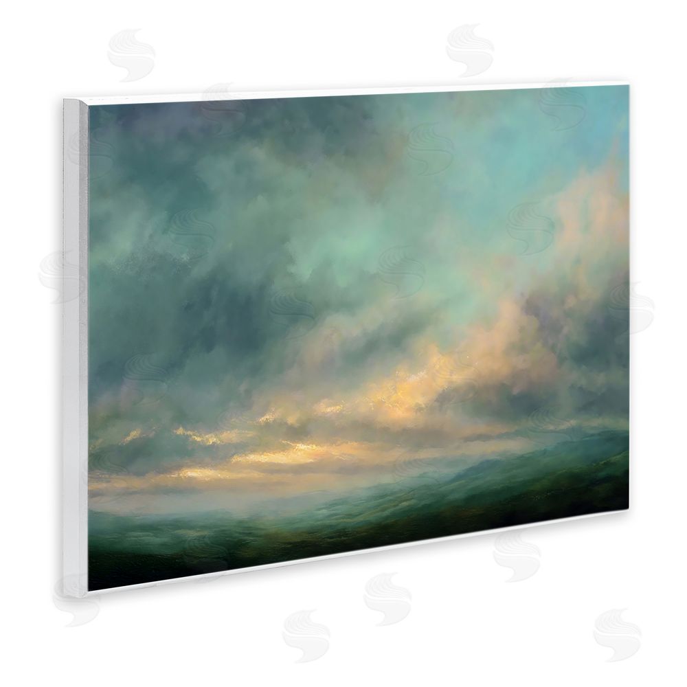 Petal Prints Design Blue Toned Golden Hour Wall Plaque Art Print with White Foil Wrap