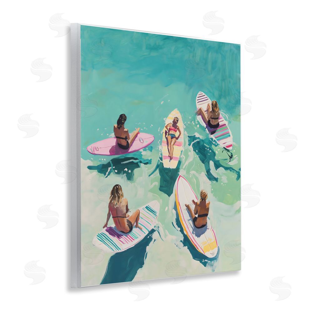The Prints Vibe Women Surfers at Turquoise Beach Wall Plaque Printed Art