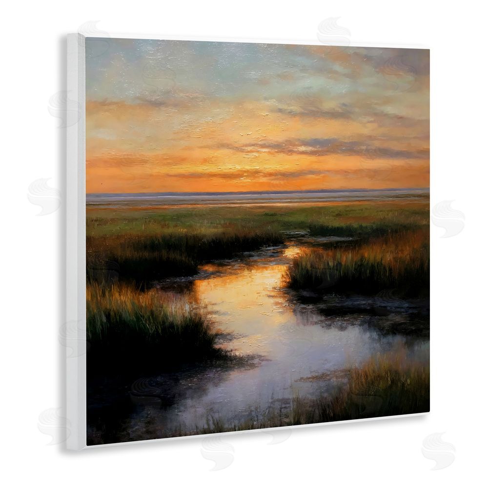 Petal Prints Design Warm Marshland Sunset Wall Plaque Printed Art