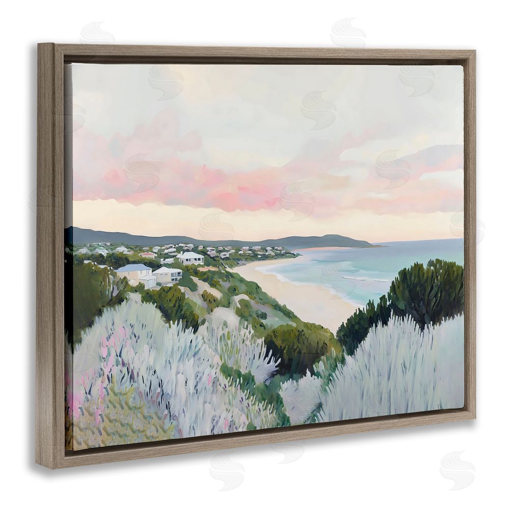 The Prints Vibe Cape Cod Evening Light Brown Floating Frame Stretched Canvas Wall Art Print