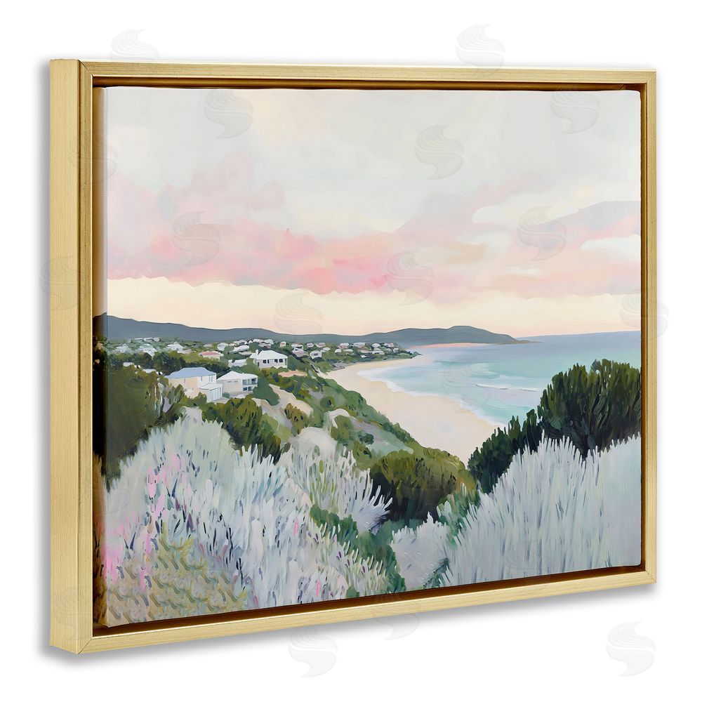 The Prints Vibe Cape Cod Evening Light Gold Floating Frame Stretched Canvas Wall Art Print