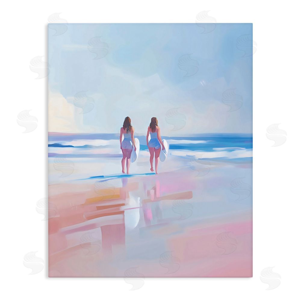 The Prints Vibe Heading To Surf at Dawn Stretched Canvas Wall Art