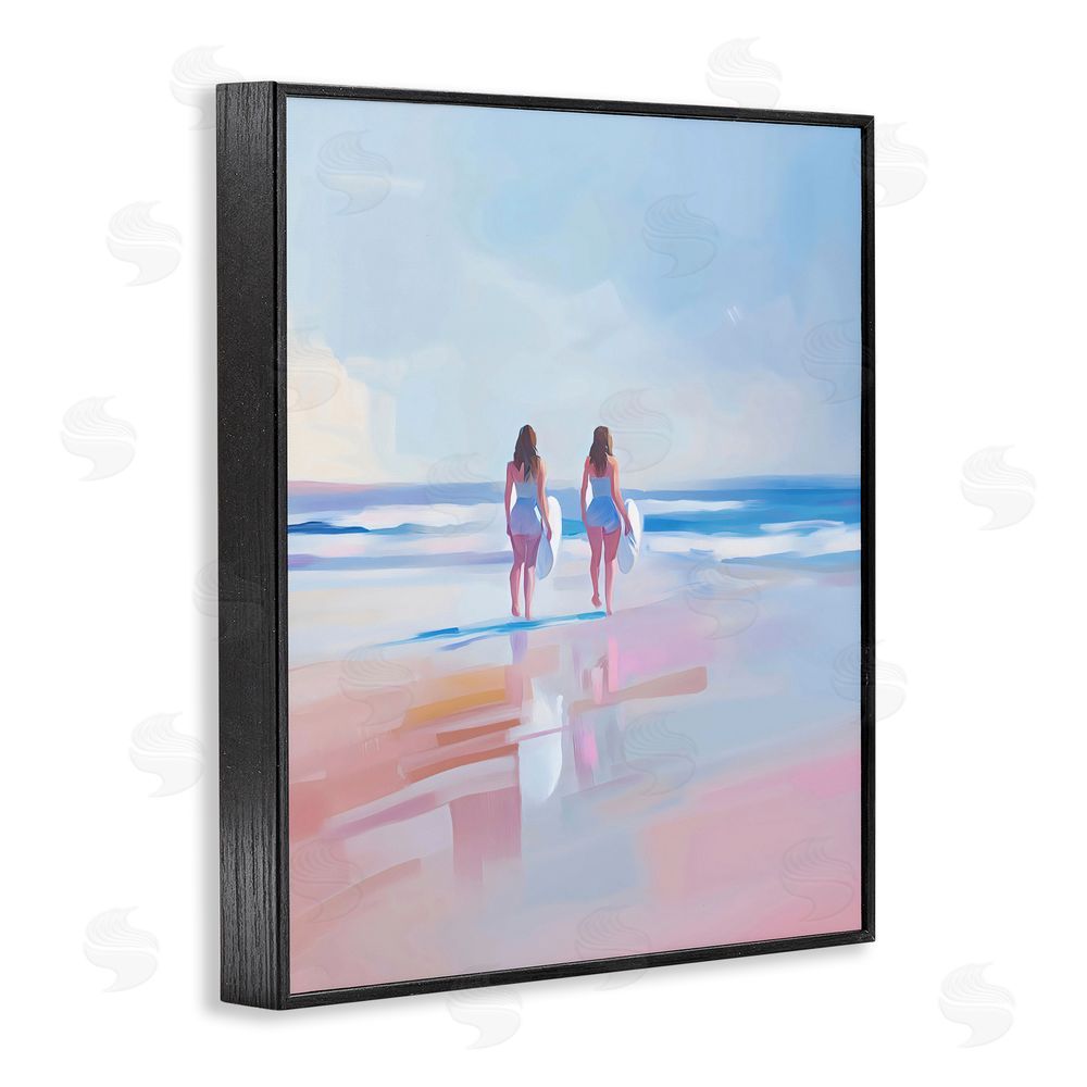 The Prints Vibe Heading To Surf at Dawn Black Framed Giclee Wall Art