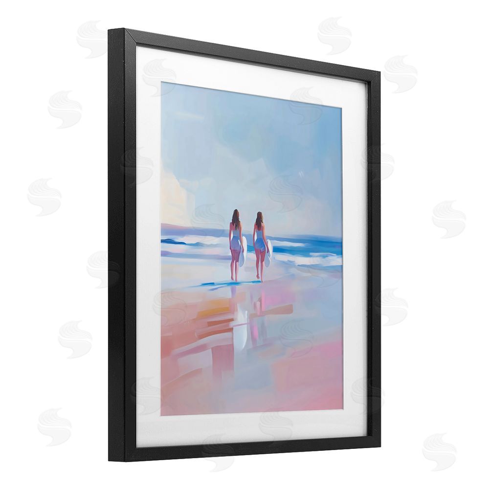 The Prints Vibe Heading To Surf at Dawn Black Framed Print Under Glass Wall Art