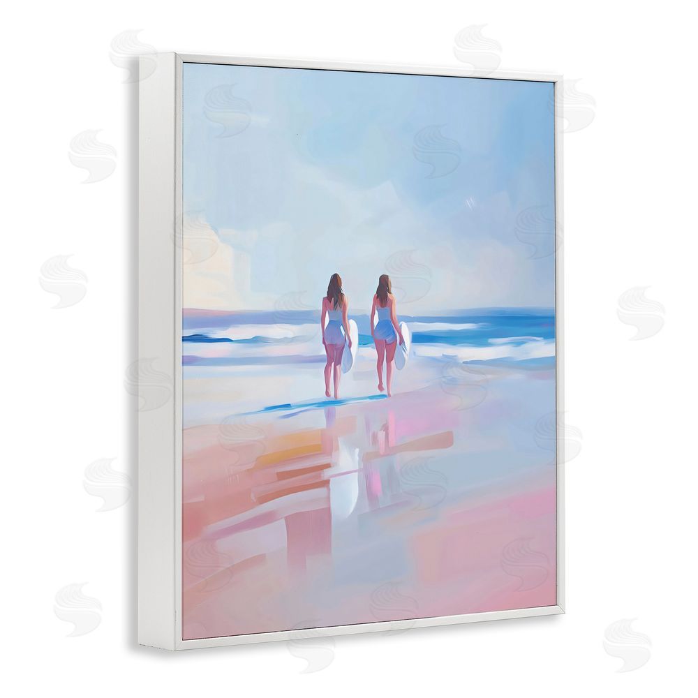 The Prints Vibe Heading To Surf at Dawn White Framed Giclee Wall Art