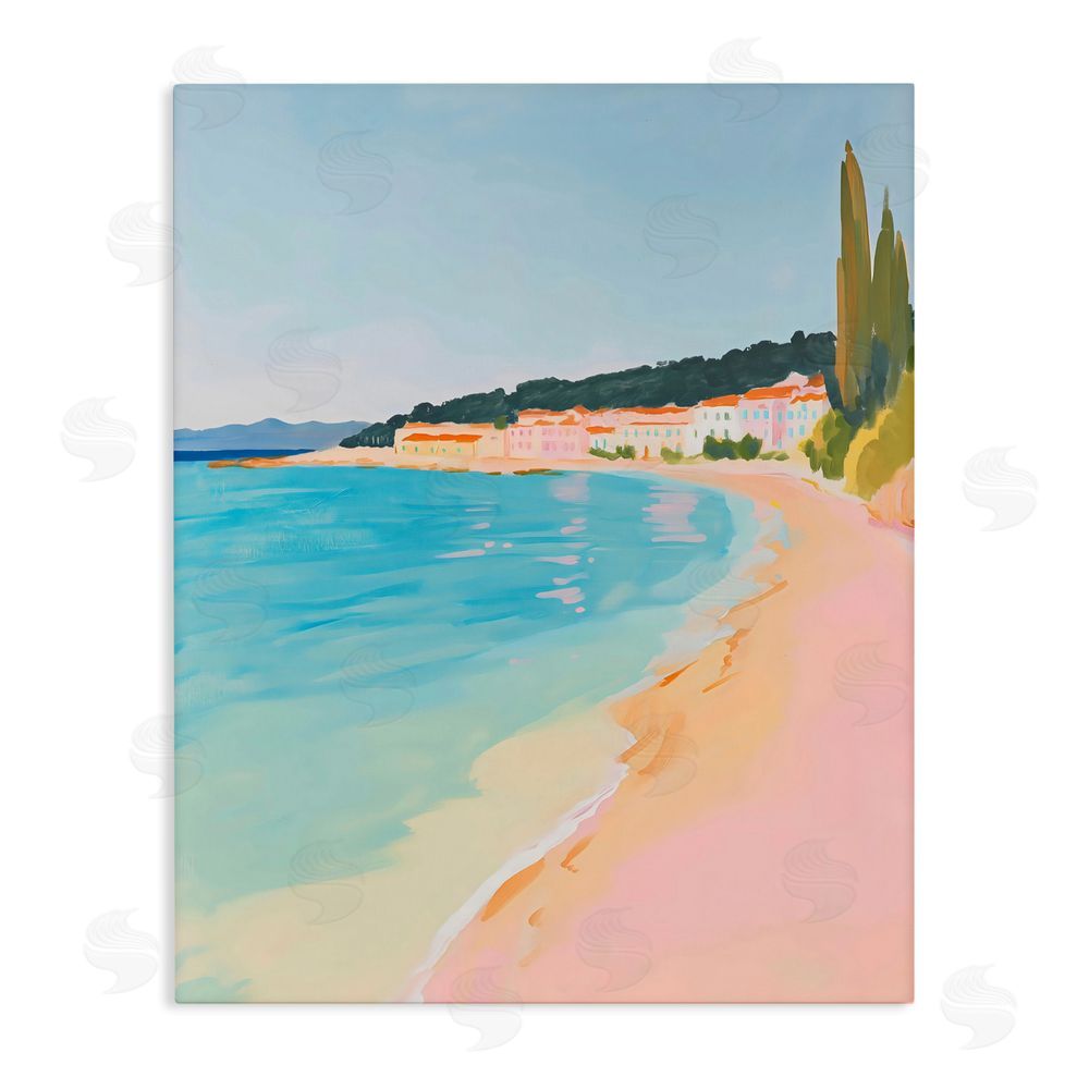 The Prints Vibe Abstract Village By The Sea Stretched Canvas Wall Art Print