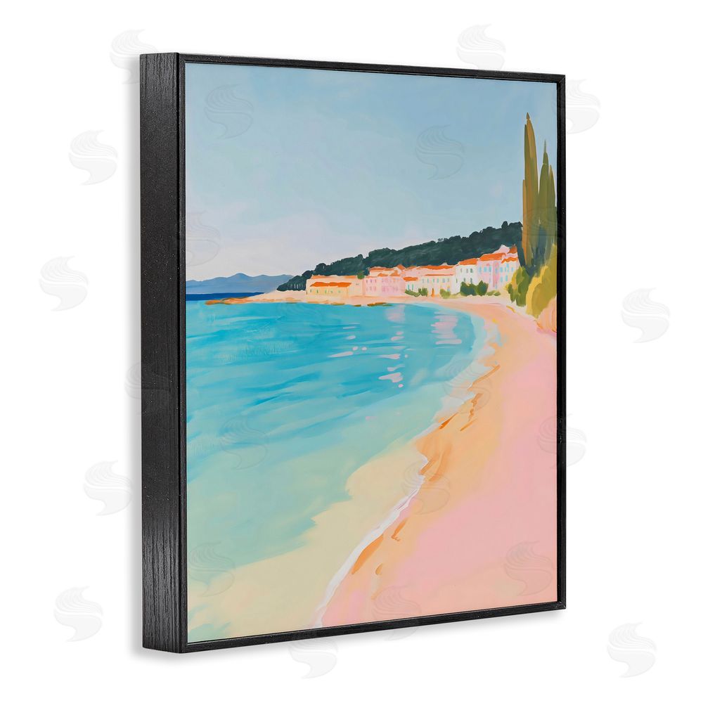 The Prints Vibe Abstract Village By The Sea Black Framed Giclee Wall Art Print
