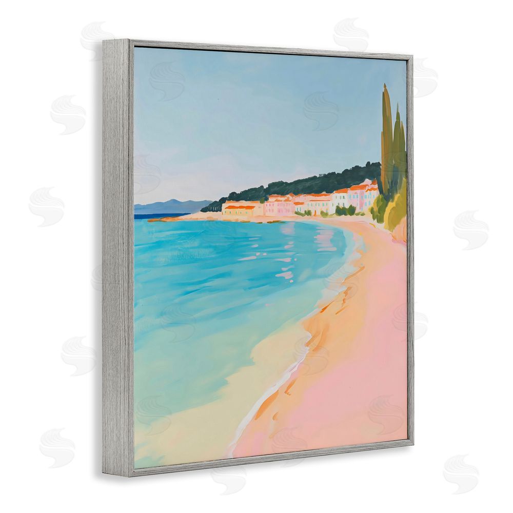 The Prints Vibe Abstract Village By The Sea Gray Framed Giclee Wall Art Print