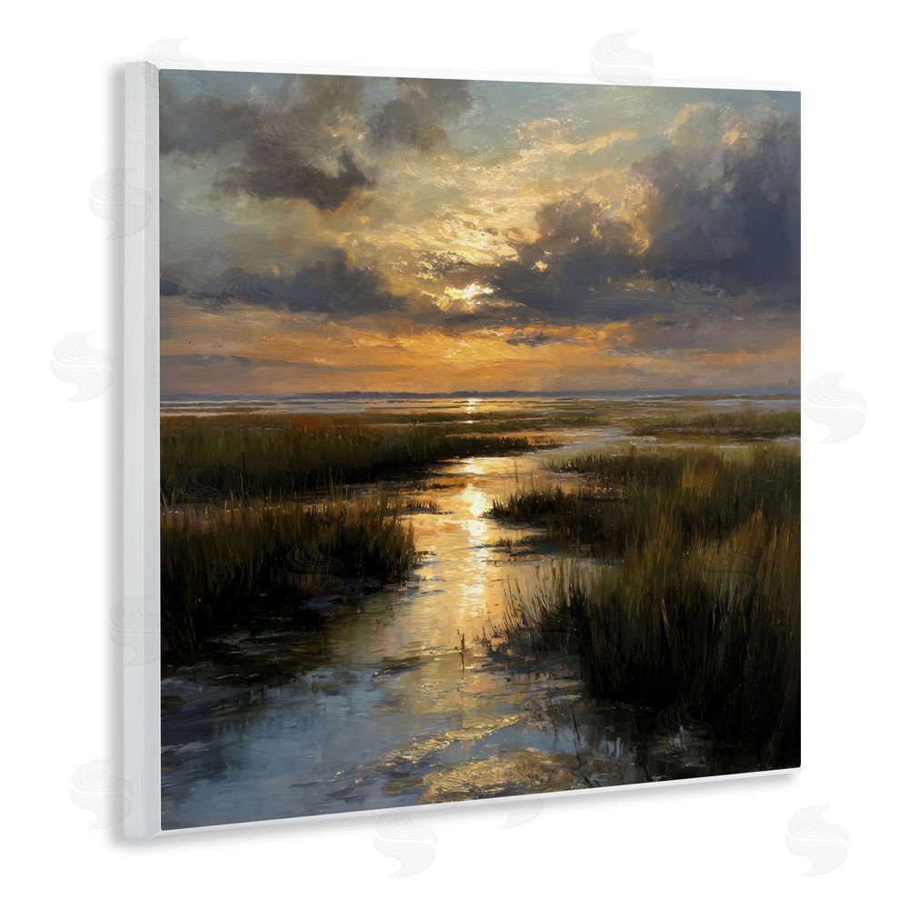 Petal Prints Design Sunset Over Marshland Wall Plaque Printed Art