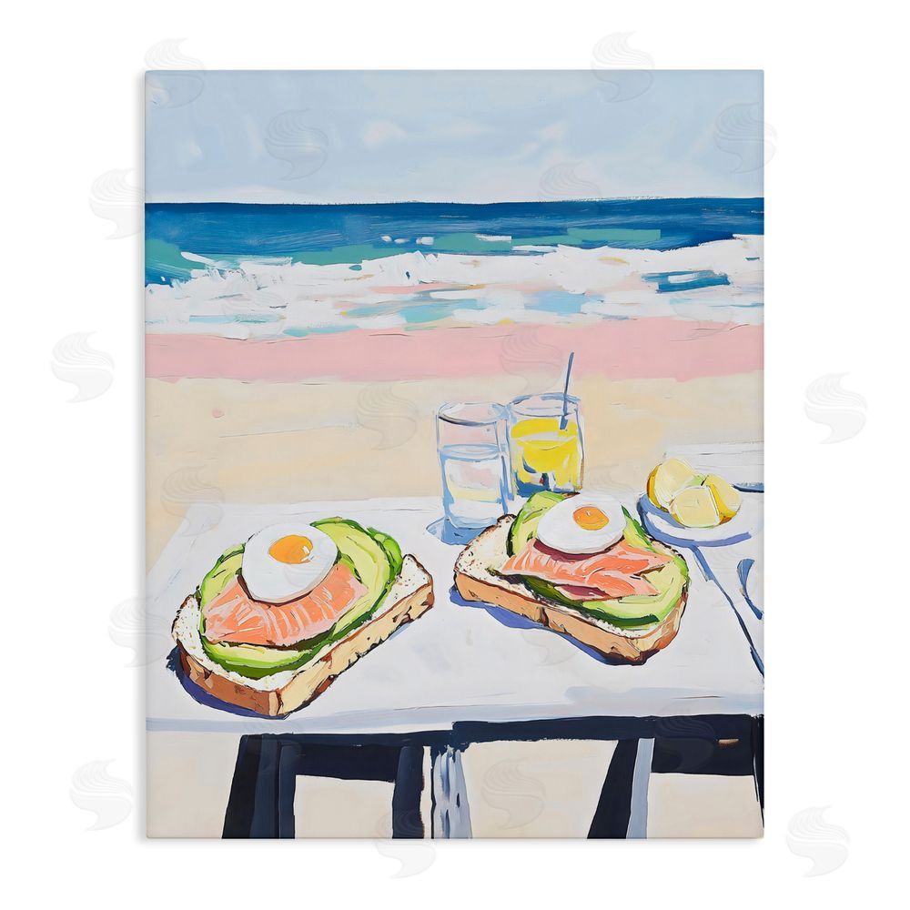The Prints Vibe Avocado Toast at Beach Stretched Canvas Wall Art Print