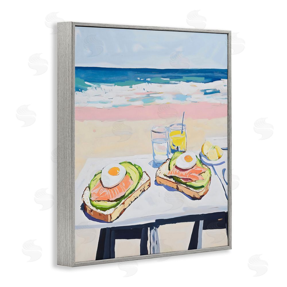 The Prints Vibe Avocado Toast at Beach Gray Framed Giclee Wall Art Print