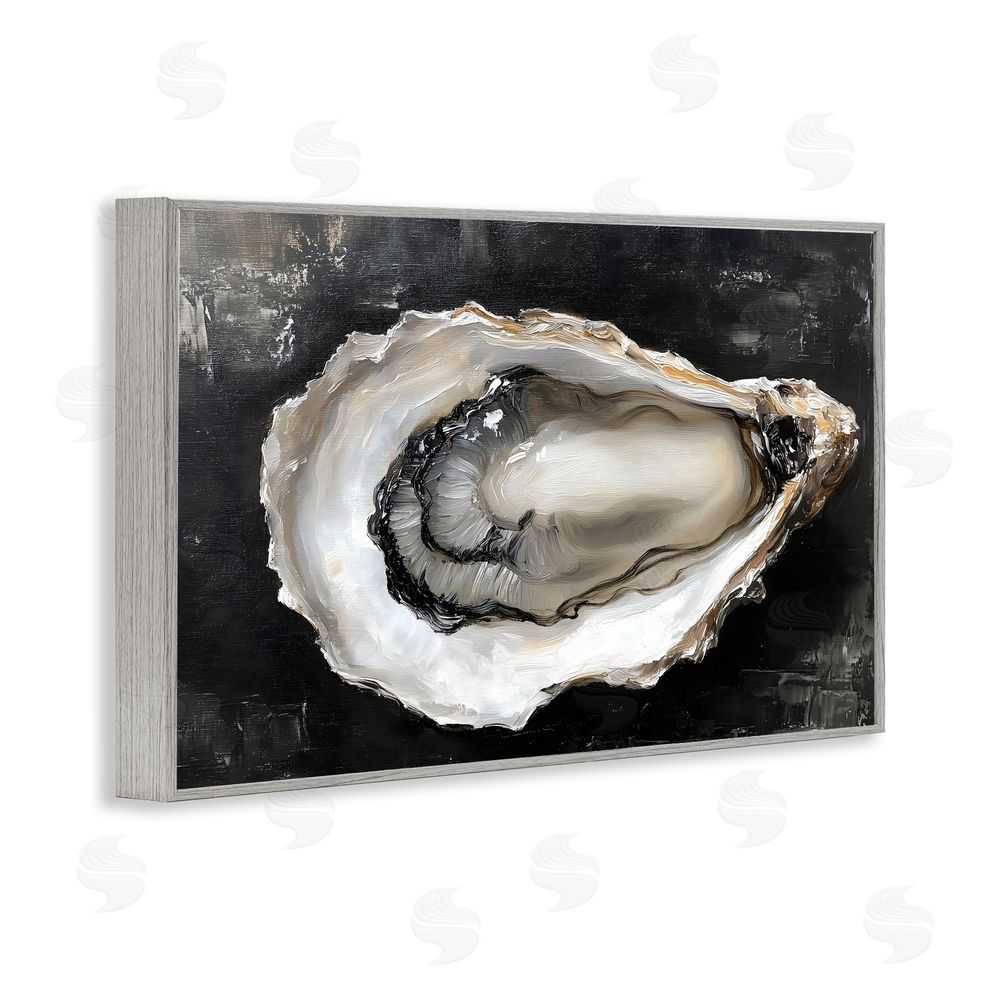 LSR Design Studio Black Oyster Pearlescent Shell Gray Framed Giclee Wall Art Print