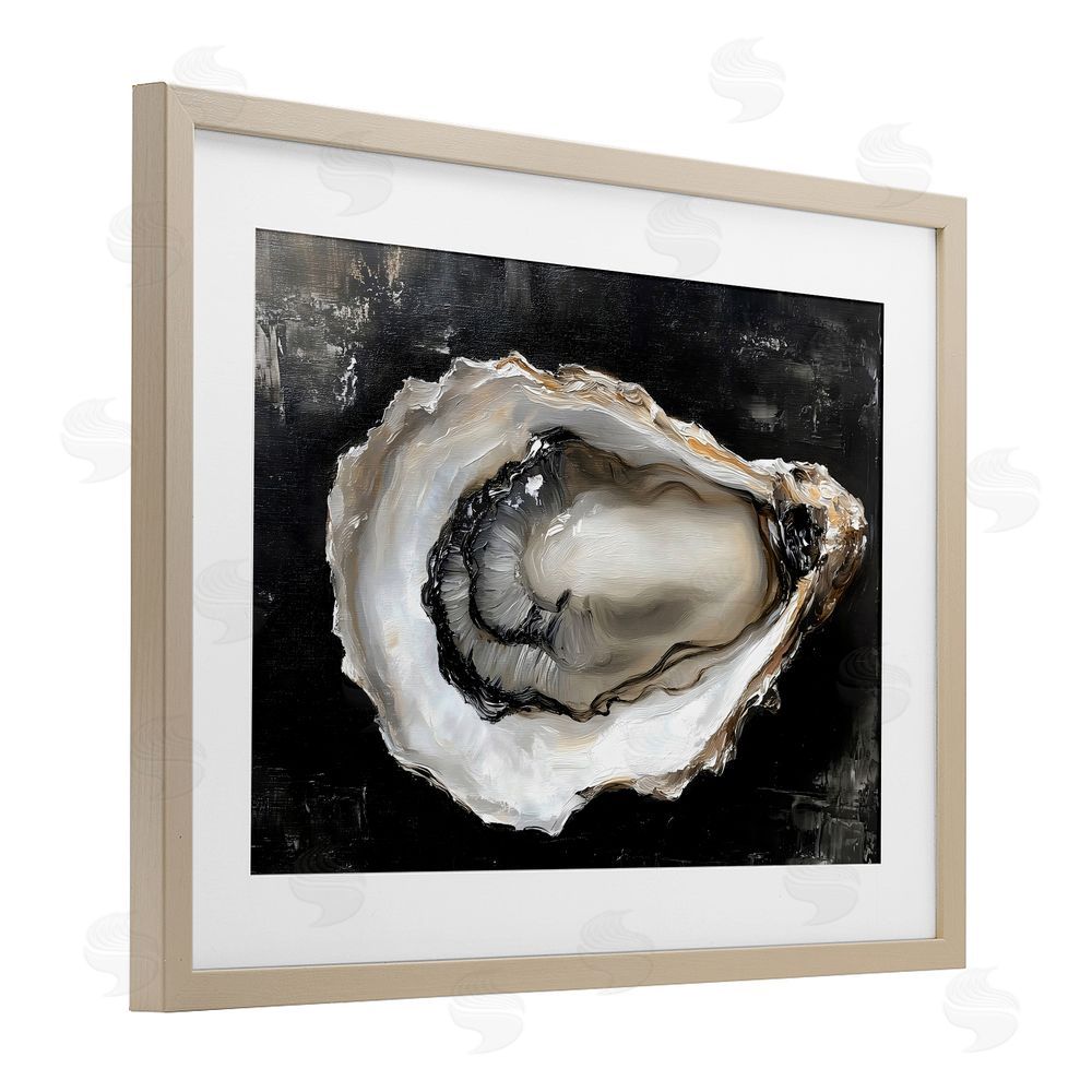 LSR Design Studio Black Oyster Pearlescent Shell Brown Framed Print Under Glass with Matting Wall Art