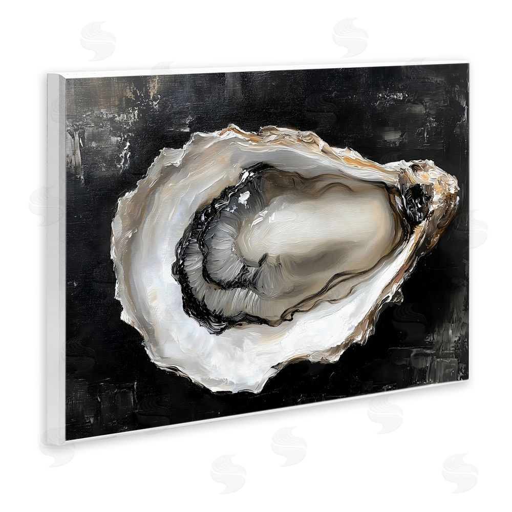 LSR Design Studio Black Oyster Pearlescent Shell Wall Plaque Art Print with White Foil Wrap