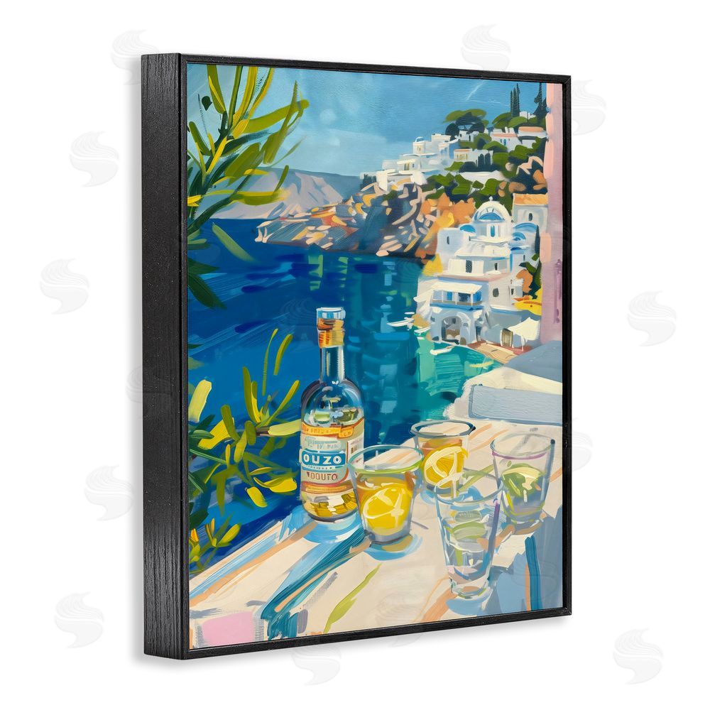 The Prints Vibe Drink By The Sea Balcony Black Framed Giclee Wall Art Print