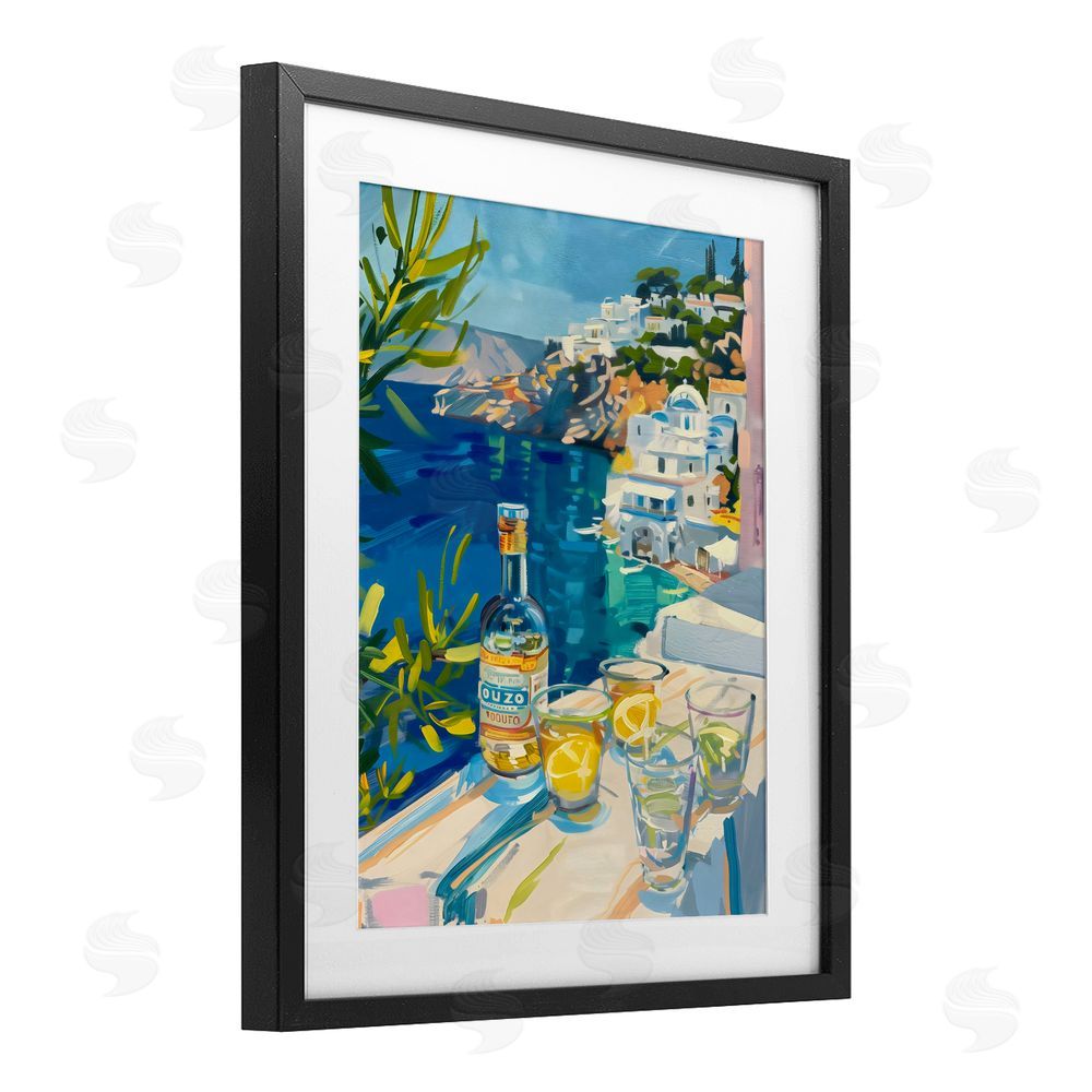 The Prints Vibe Drink By The Sea Balcony Black Framed Print Under Glass Wall Art