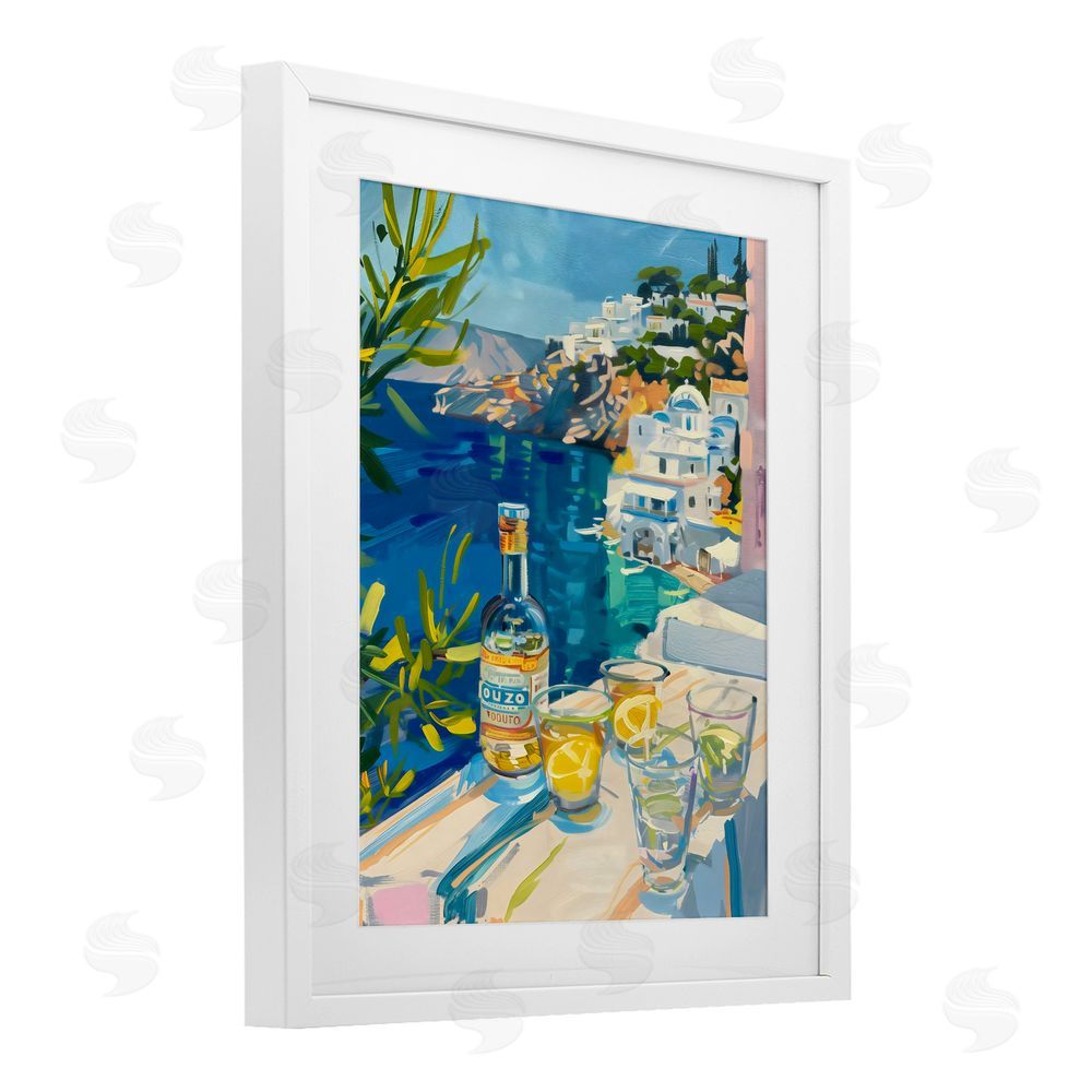 The Prints Vibe Drink By The Sea Balcony White Framed Print Under Glass Wall Art