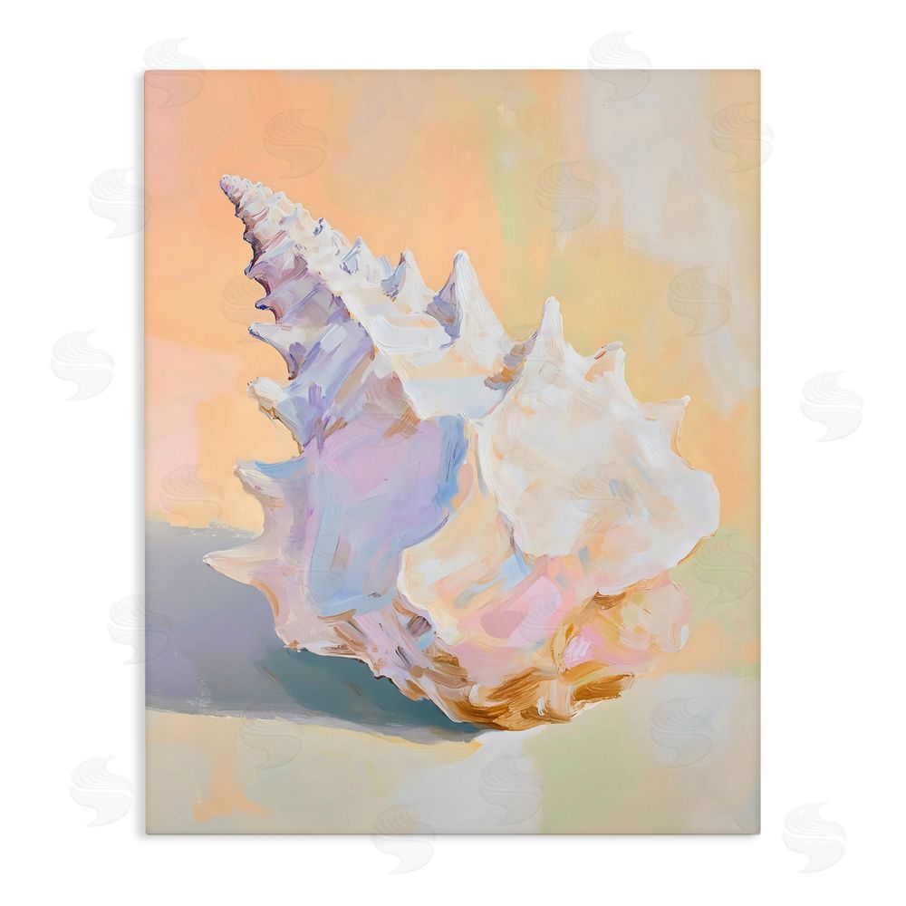 The Prints Vibe Vintage Shell in Pastel Light Stretched Canvas Wall Art Print