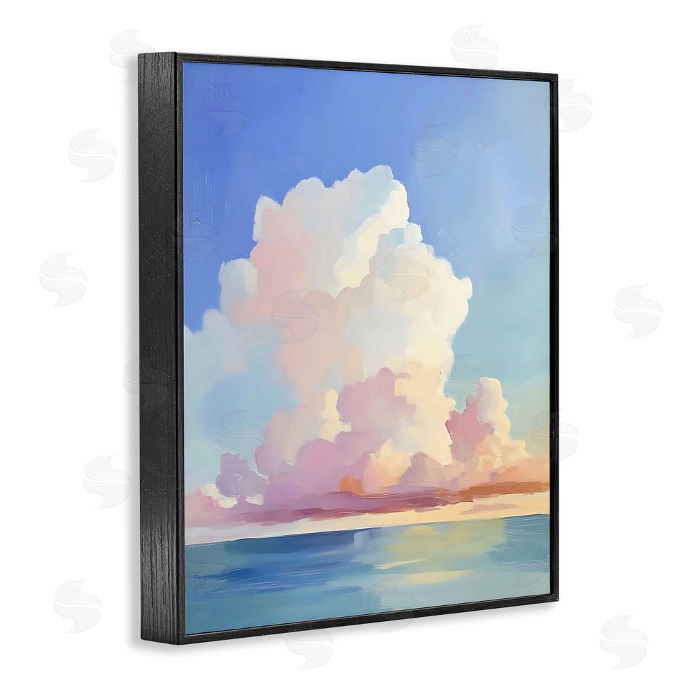 The Prints Vibe Dreamy Pastel Clouds over Sea Black Framed Giclee Wall Art Print