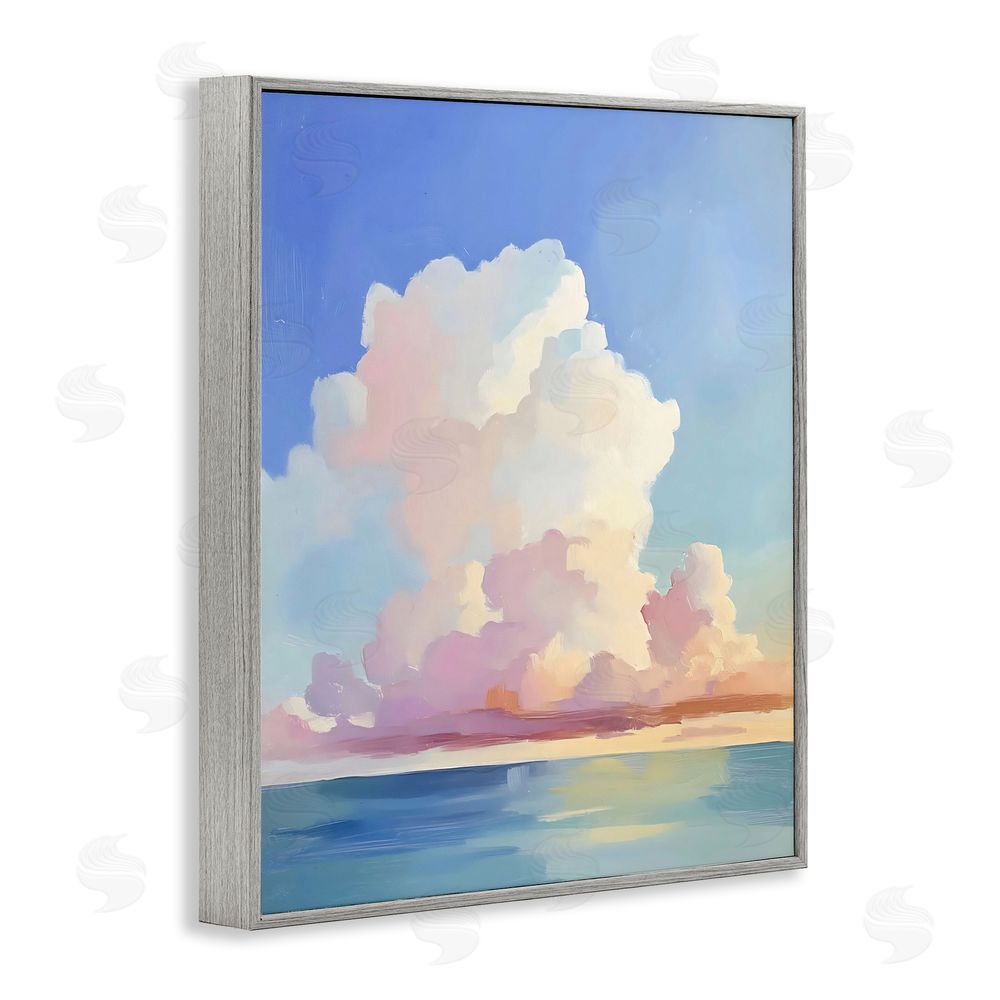 The Prints Vibe Dreamy Pastel Clouds over Sea Gray Framed Giclee Wall Art Print