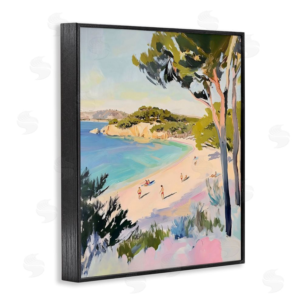 The Prints Vibe Amalfi Coast Beach Escape Black Framed Giclee Wall Art Print