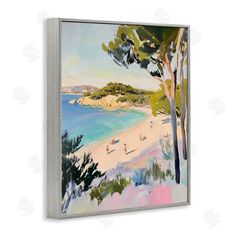 The Prints Vibe Amalfi Coast Beach Escape Gray Framed Giclee Wall Art Print
