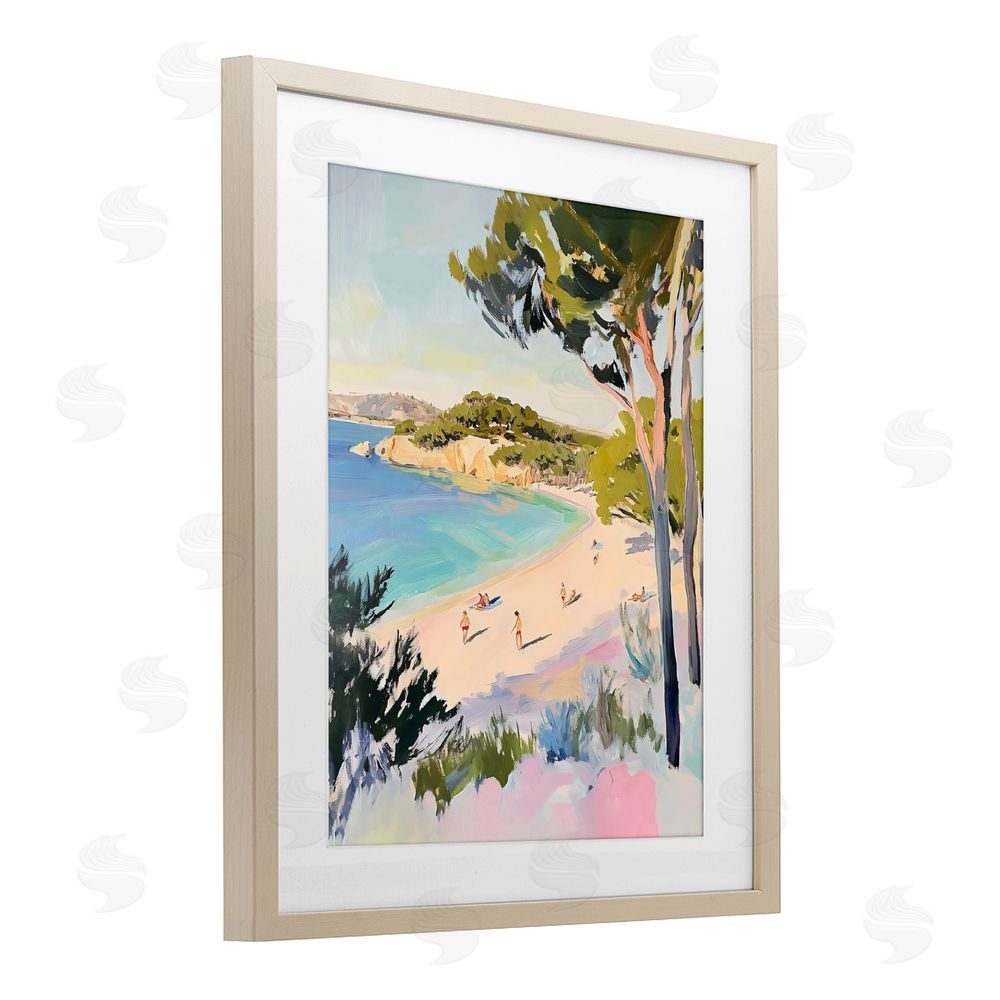 The Prints Vibe Amalfi Coast Beach Escape Brown Framed Print Under Glass with Matting Wall Art