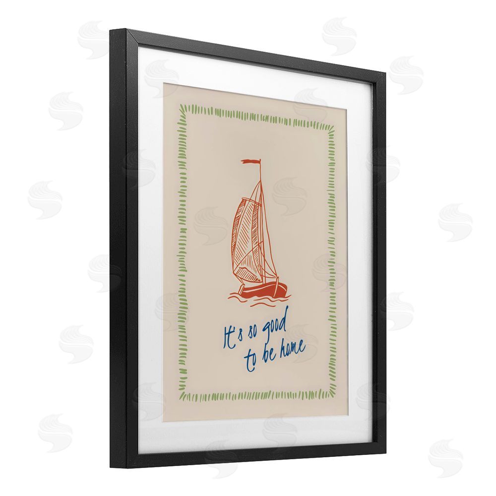 The Prints Vibe Good To Be Home Sailboat Black Framed Print Under Glass Wall Art