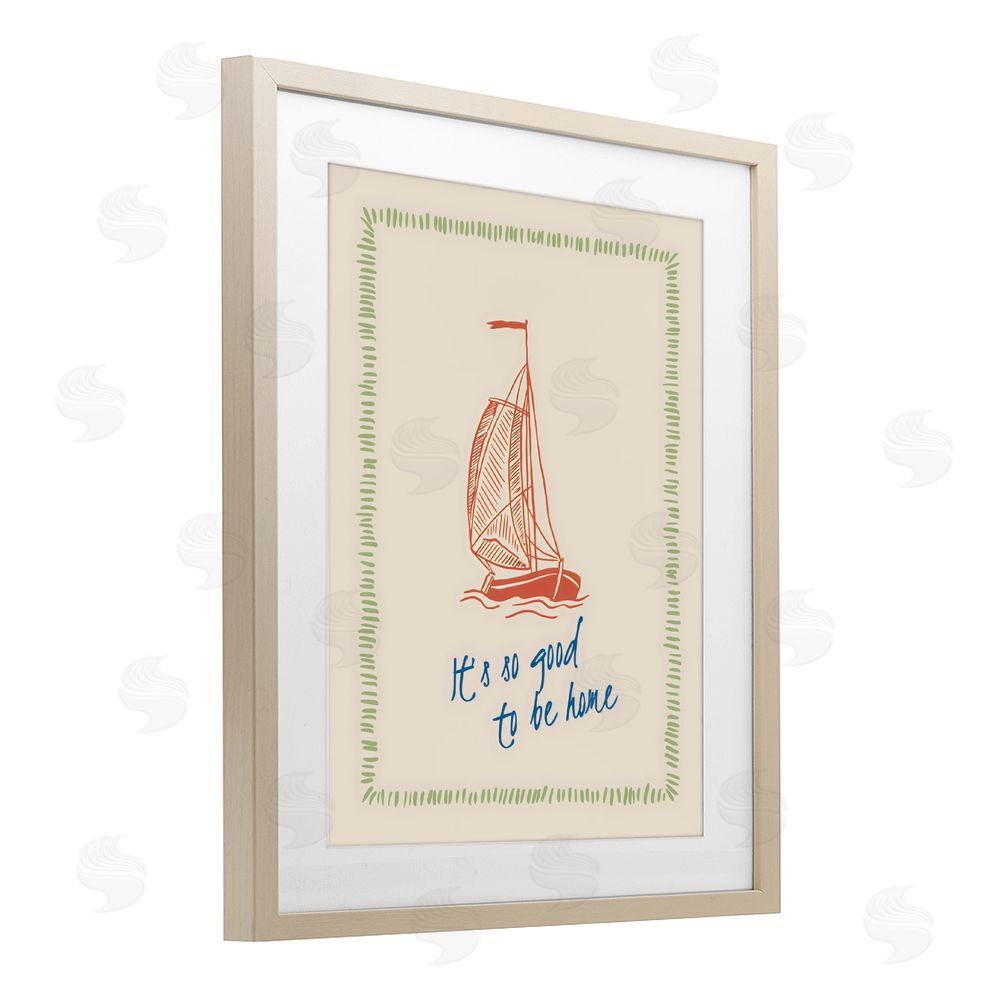 The Prints Vibe Good To Be Home Sailboat Brown Framed Print Under Glass Wall Art