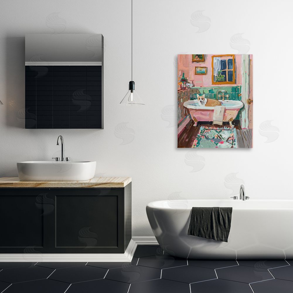 The Prints Vibe Corgi in Pastel Tub Stretched Canvas Wall Art in Room