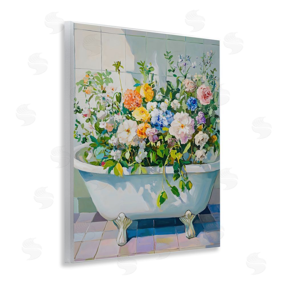 The Prints Vibe Vintage Bathtub Bouquet Overgrowth Wall Plaque Printed Art