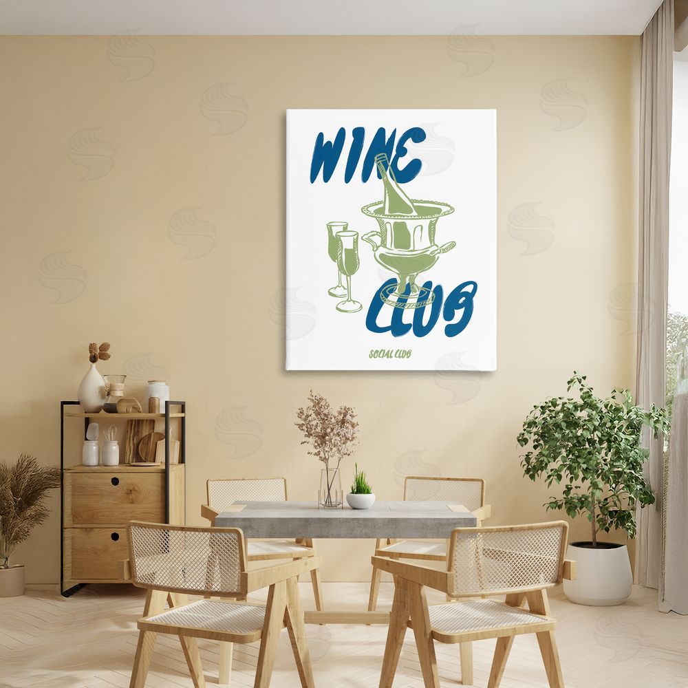 The Prints Vibe Wine Club Social Evening Toast Stretched Canvas on Wall