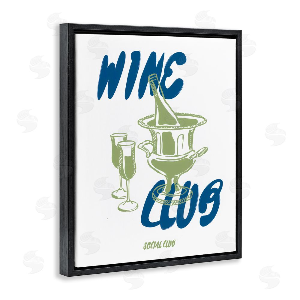 The Prints Vibe Wine Club Social Evening Toast Black Floating Framed Canvas Wall Art Print