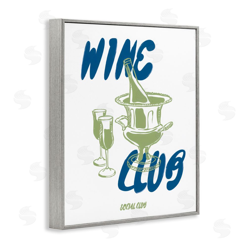 The Prints Vibe Wine Club Social Evening Toast Gray Framed Giclee Wall Art Print