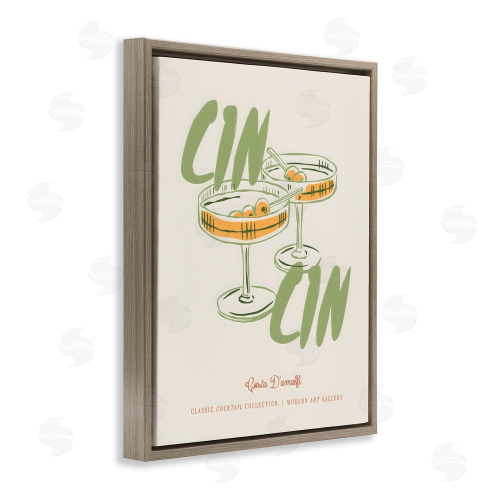 The Prints Vibe Cin Cin Amalfi Cocktail Brown Floating Frame Canvas Wall Art Print