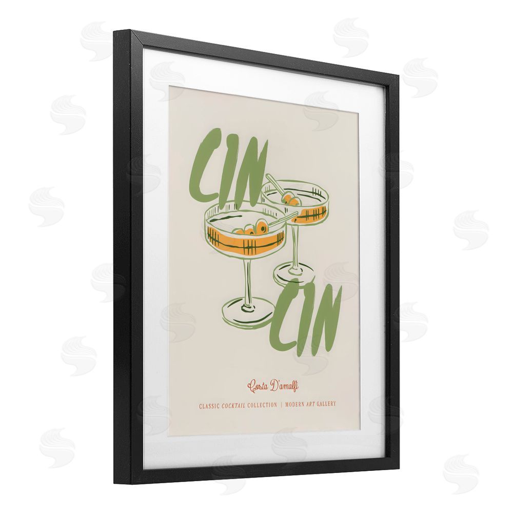 The Prints Vibe Cin Cin Amalfi Cocktail Black Framed Print Under Glass Wall Art